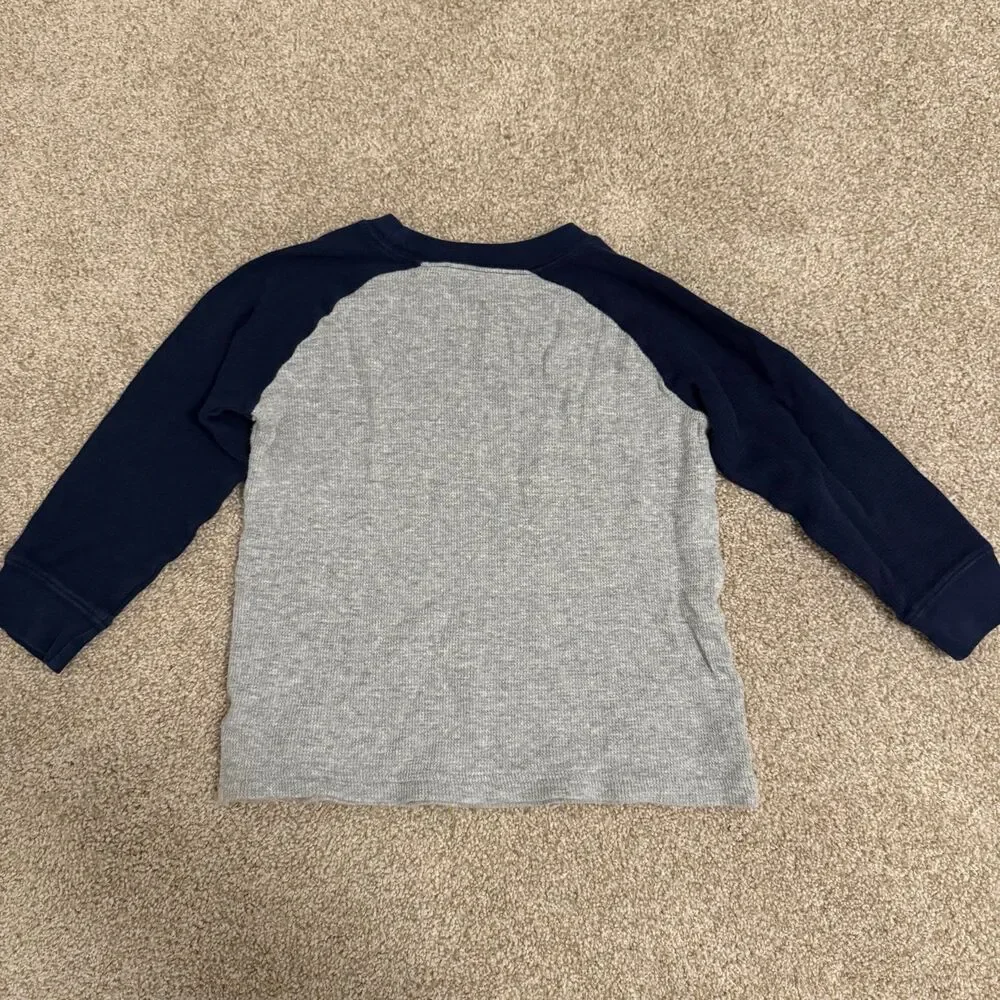 Carter's Thermal Shirt Toddler 4T Grey Navy Coolest Brother Raglan Sleeve Waffle